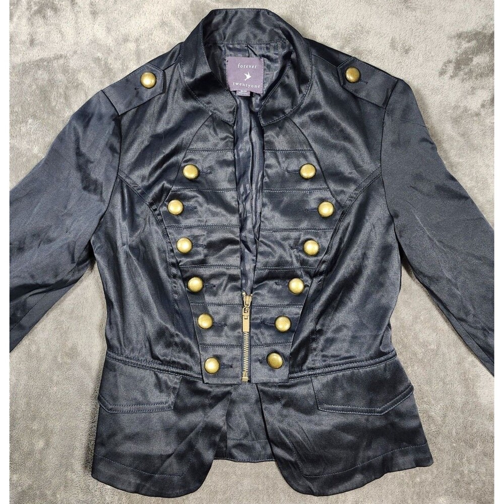Gothic Military Jacket Womens Small Black Satin Gold Button Steampunk Hussar